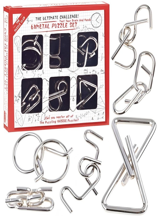 GITGRNTH Premium 6-in-1 Metal Brain Teaser Puzzle Set - Educational Brain Teaser Toy for All Ages, Designed for Cognitive Growth, Patience Building & Creative Thinking Travel, Office Desk Play - Image 1